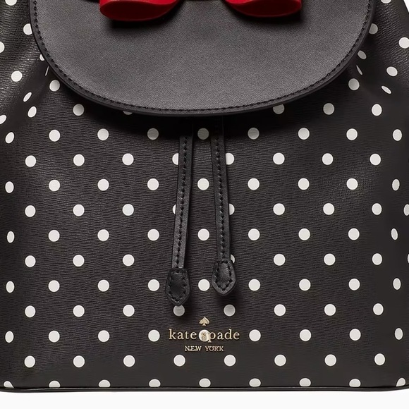NWT Disney X Kate Spade New York Minnie Mouse Polka Dot Black White Red Backpack - Picture 6 of 11